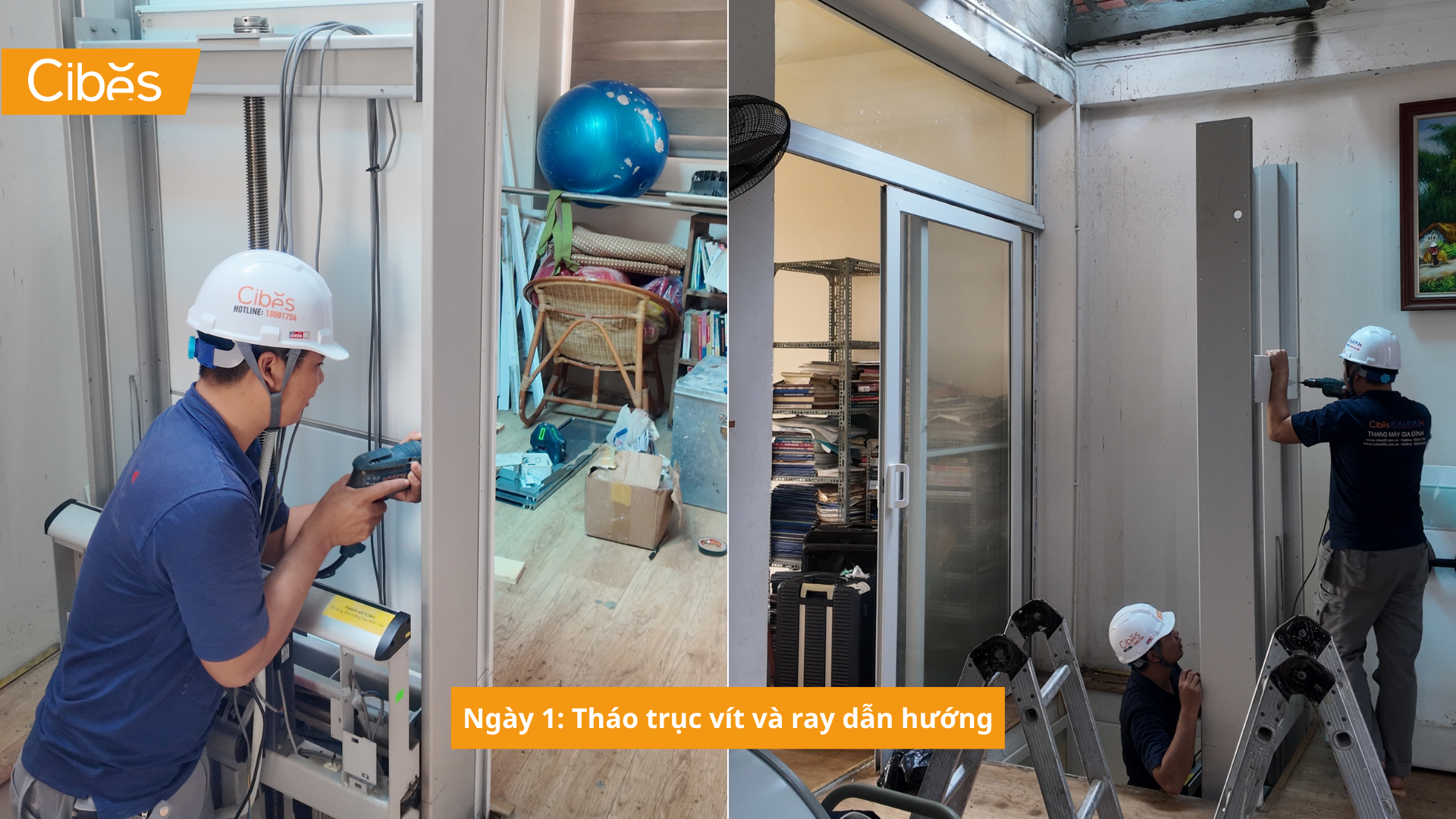 Ngày 1 quá trình Cibes nâng cấp từ thang từ 4 lên 6 tầng 